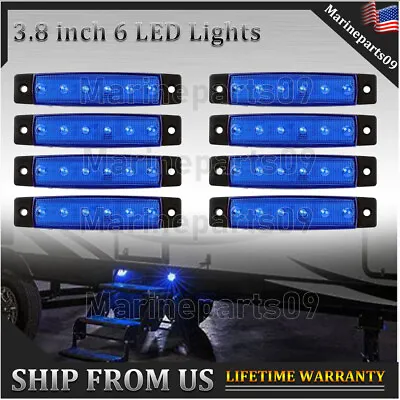 $13.41 • Buy 8x Blue 3.8  Waterproof RV Motorhome Camper Trailer Interior Exterior LED Lights