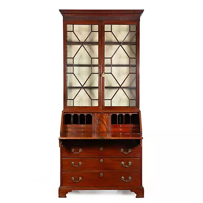 English George III Mahogany Secretary Desk With Bookcase Circa 1780 • $10900