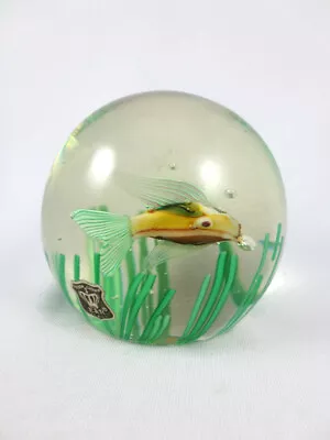 Vintage Murano Italian Art Glass Fish Aquarium Paperweight E&R Crown Italy • $75