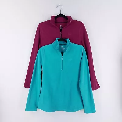 2 X GAP Women's Size Medium Purple & Green Lightweight 1/4 Zip Soft Fleece • £15.99