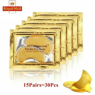 15Pairs Beauty Korean Cosmetics 24K Gold Crystal Collagen Eye Mask Sheet Mask Da • £4.49