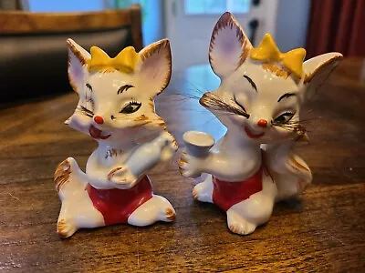 Vintage Anthropomorphic Mice Girls Salt & Pepper Shaker Japan • $30