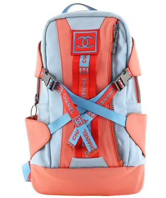 CHANEL Rare Vtg Spring 2002 Sport Line Blue Orange Nylon Purse Bag Backpack • $2595
