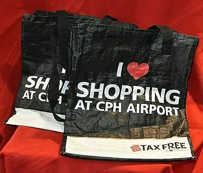 Authentic I Love Shopping At Cph Copenhagen Airport Set Of 2 Heavy Plastic Bags  • $5