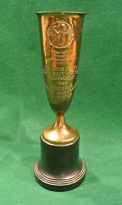 Antique Vintage Brass Cup Trophy Fly & Bait Casting 1940  Bakelite Base • $70