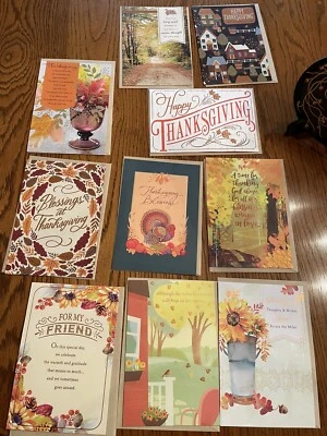 $10.99 • Buy Thanksgiving Day Card Lot Of 10 Random Cards & Envelopes Some Hallmark All New