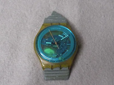 Swatch Turquoise Bay Watch Men Yellow Case Blue Dial Skeleton - AS IS / UNTESTED • $59.99