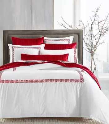 Hotel Collection Chain Links Embroidery 100% Pima Cotton Duvet Cover Set King • £332.55