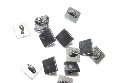 Metal Button 8x8 10x10mm Square Silver Toned Shank Shirt Buttons Military Style • £3.67