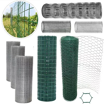 Green PVC Coated Chicken Galvanised Wire Mesh Rabbit Aviary Garden Netting Fence • £25.90