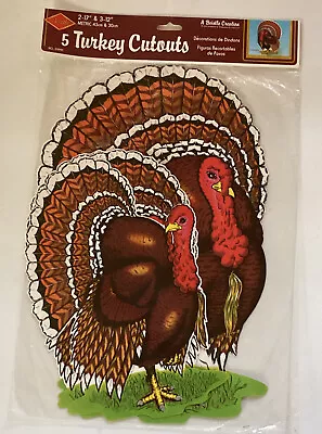 Vintage 5 Beistle Thanksgiving Turkey Die Cuts 1972 Paper Holiday Decor SEALED • $24.99