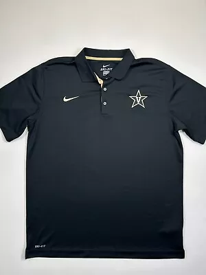 Nike Vanderbilt Commodores Polo Shirt Mens XL Black Gold Dri-Fit Authentic NCAA • $21.24