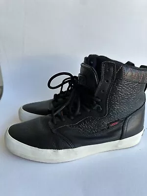 Size 7 - VANS Men Leather High Top  OTW Black   • $43.99