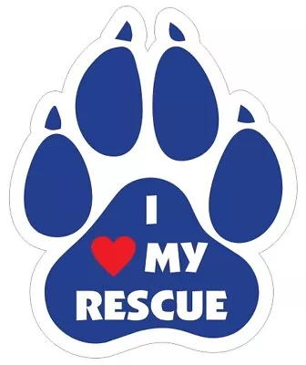 I Love My Rescue Sticker - Blue Dog Paw / Decal R7139 • $1.45