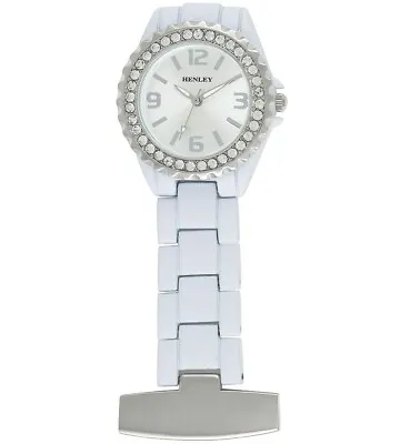 £9.99 • Buy Nurse Fob Watch By Henley Silver & White Diamante Bezel HF01.4