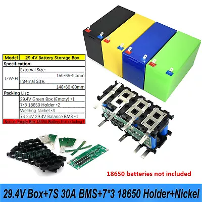 29.4V 7S3P 18650 Battery Storage Box Holder +30A Balance BMS +Welding Nickel • $21.15