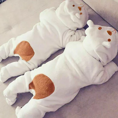 Newborn Baby UNISEX  Kids Bear Hooded Romper Jumpsuit Bodysuit Clothes Outfits • £7.95