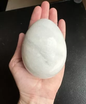 Vintage Italian Marble Egg Paperweight Carved Stone Made In Italy 4  Long X 3  W • $16