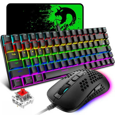 $17.16 • Buy 84 Keys Wired Mechanical Gaming Keyboard Mouse Bundle RGB Keypad For PC PS4 MAC