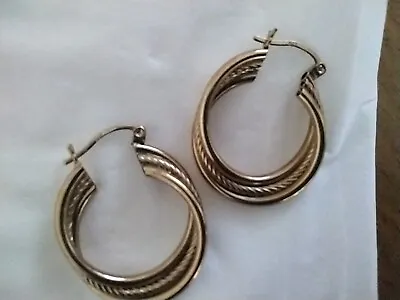H SAMUELS 9ct Twisted Gold Earings • £35