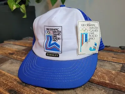 NOS Vintage 1980 XIII Olympic Winter Games Trucker Cap Hat Stanley Tools Sponsor • $18