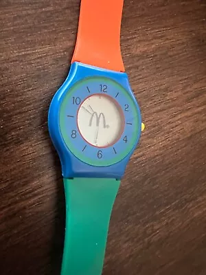 SALE VTG WORKS 1980s McDonalds Watch Digital SOFT Plastic Orange Blue RARE HTF • $9.99