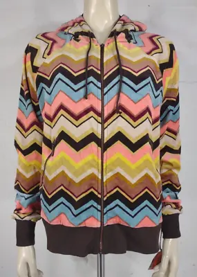 NWT Missoni For Target Multicolor Chevron Full Zip Velour Hoodie Jacket Women XL • $79.99