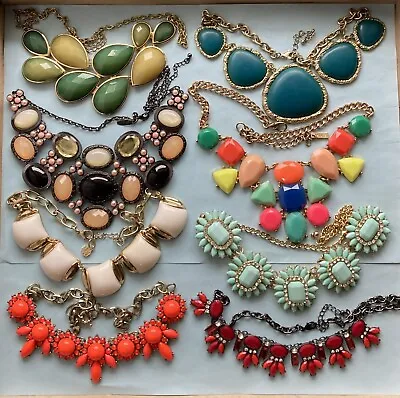 9 Bold Colorful Necklace Fun Lot Jewelry Statement Bib Chunky Beautiful J Crew • $44.95