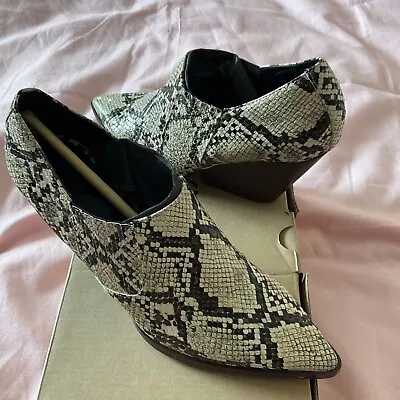 Mango Cuban Heel Ankle Boot In Multi Snake Effect Size 5 - Pre Loved (Boxed) • £18