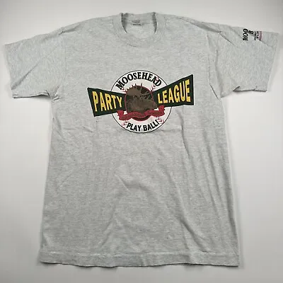 Vintage 90s Moosehead Canadian Lager Splay Ball Party League Shirt Large • $25