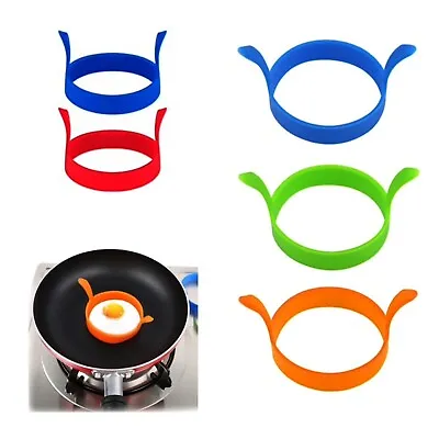 4 X Silicone Egg Frying Rings Fry Fried Poacher Mould Perfect For Pancakes Ring • £4.49