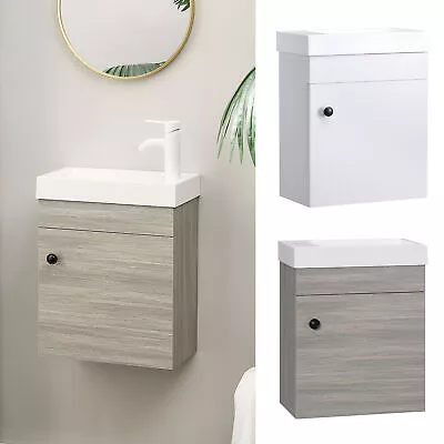 Bathroom Vanity Unit With Basin Wall Mount Wash Stand With Storage Cabinet • £69.99