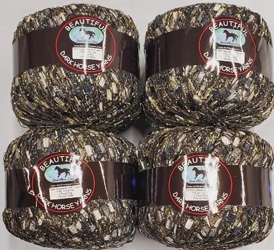 Lot Of 4 Dark Horse Yarns BEAUTIFUL #A107 Metallic Ladder Ribbon Yarn • $11.97