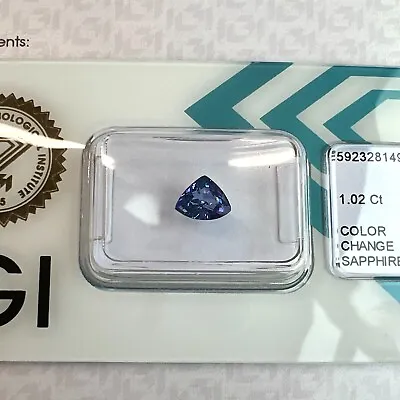 NATURAL 1.02ct COLOUR CHANGE Sapphire Purple Blue Pink IGI Trillion Triangle Cut • £750