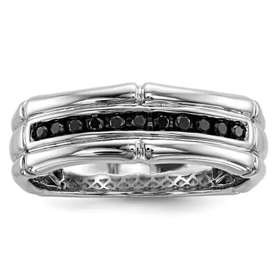 925 Sterling Silver Black Diamond Mens Ring • $162