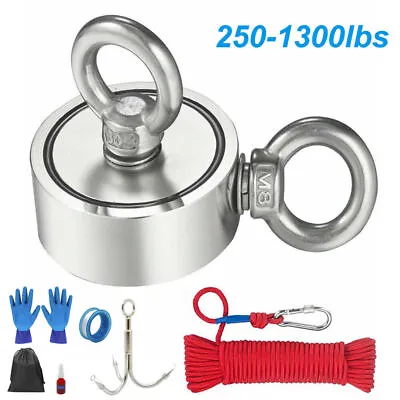 Fishing Magnet Kit Pull Force Strong Neodymium Up To 1800 Lbs + Carabiner+ Rope • $32.99