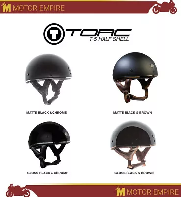 TORC T-5 T5 Half Shell Chin Strap Motorcyle Helmet Black And Bronze DOT XS-XXXL • $113.99