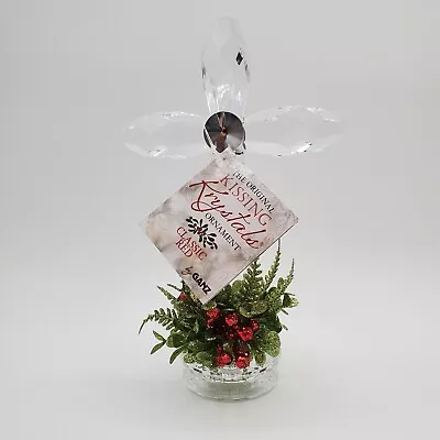 KISSING KRYSTALS Cross 7  Clear Acrylic Free Standing Glittered Mistletoe Christ • $12