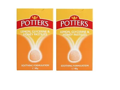 £5.99 • Buy Potter's Potters Lemon Glycerine Honey Pastilles Soothing Formulation - 45g X 2