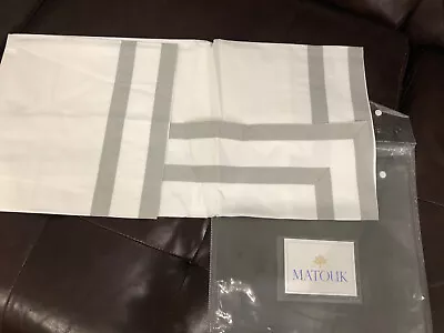 Matouk Italy New 1pc Standard Sham Cotton Blend White/Grey • $39