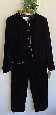 Vintage Norton McNaughton 2 Piece Pant Suit Size 12 Black Velvet Asian NWT • $29.99