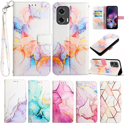 Marble Pattern Flip Leather Case Wallet Wrist Cover Card Stand For Motorola MOTO • $8.99