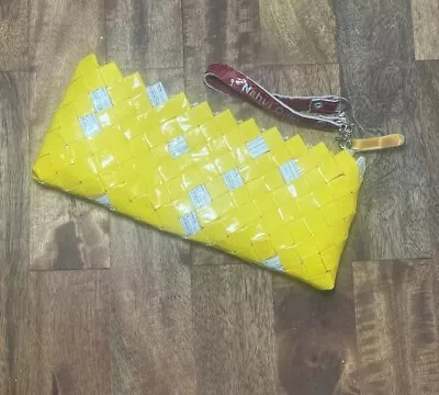 Nahui Ollin Vintage Yellow Candy Wrapper Clutch With Removable Strap • $25