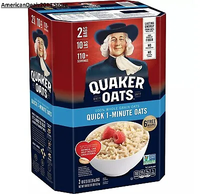 QUAKER OATS Quick 1-Minute Oatmeal Non-GMO Total 10 Lbs FRESH!! FREE SHIP!! • $20.79