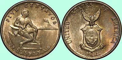 (1) 1944-S Philippines 5 Centavos ~ Brilliant Uncirculated ~ San Francisco ~ C2 • $6.95