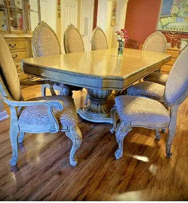 AICO Amini La Francaise Formal Dining Set - 8 Chairs And 2 Leaves • $2900