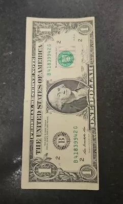 Extremely Off Center Error Misprint Misaligned 1 Dollar B Bill 2013 Rare Miscut • $250