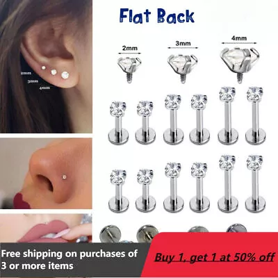 Labret Medusa Piercing Stud Earrings Flat Disc Back Tragus Nose Helix Screw Off • $4.69