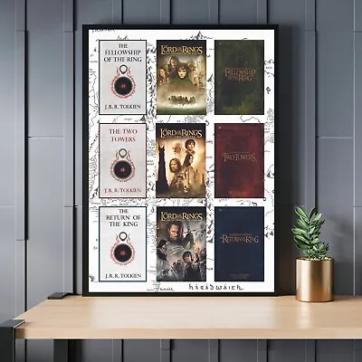 The Lord Of The Rings Trilogy Movie Film Book DVD Cover Set Series A3 Poster • £14.69