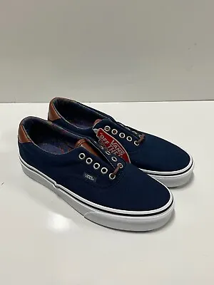 Vans Men's Era 59 C&L Dress Blues Paisley Canvas Leather Shoes Size 7 NIB • $49.90